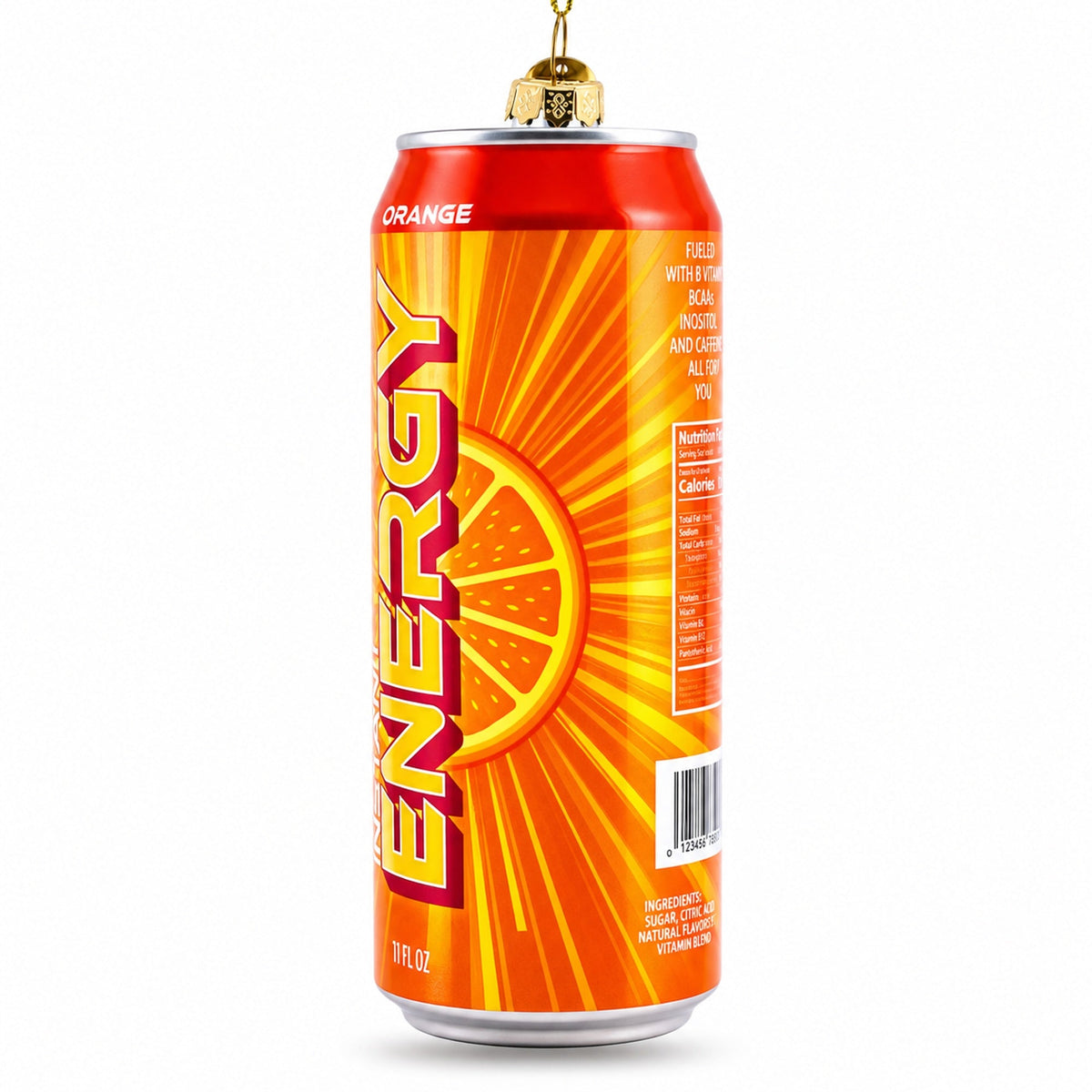 Energy Drink Can Glass Christmas Ornament