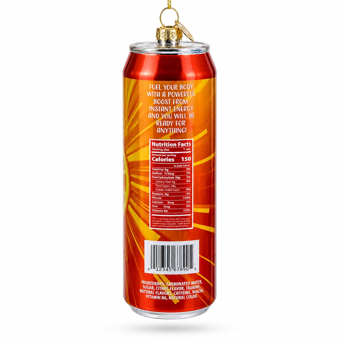 Energy Drink Can Glass Christmas Ornament