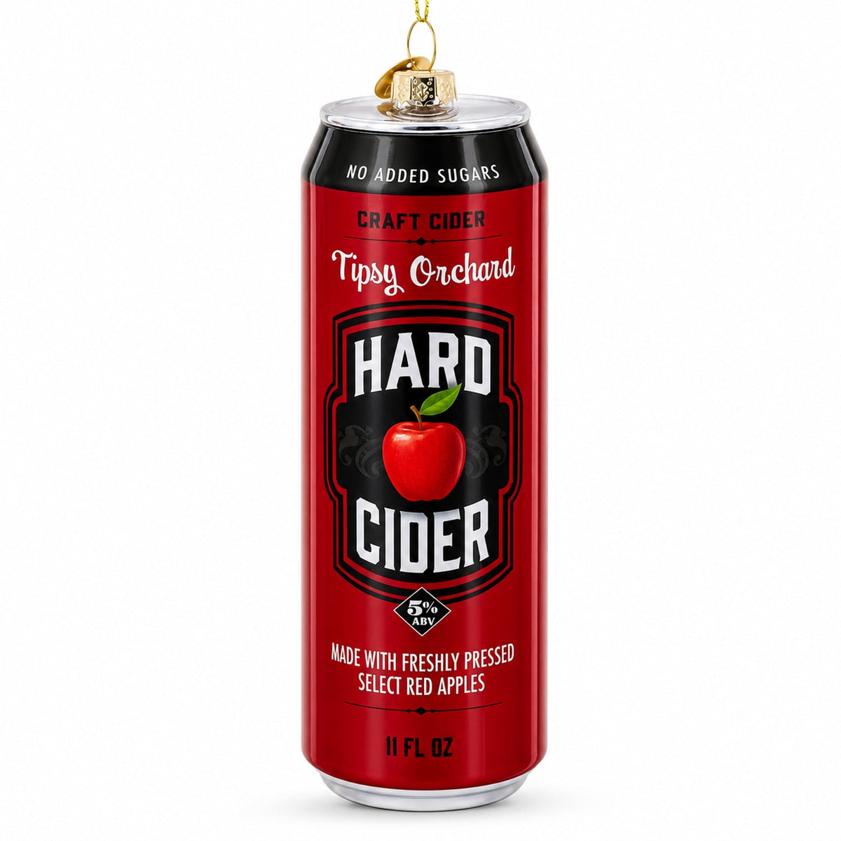 Hard Apple Cider Can Glass Christmas Ornament