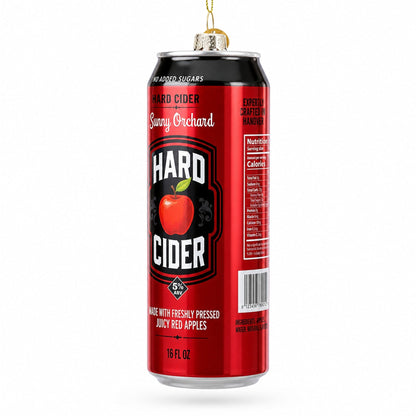 Hard Apple Cider Can Glass Christmas Ornament