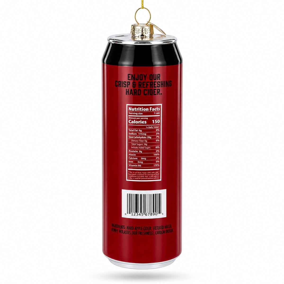Hard Apple Cider Can Glass Christmas Ornament