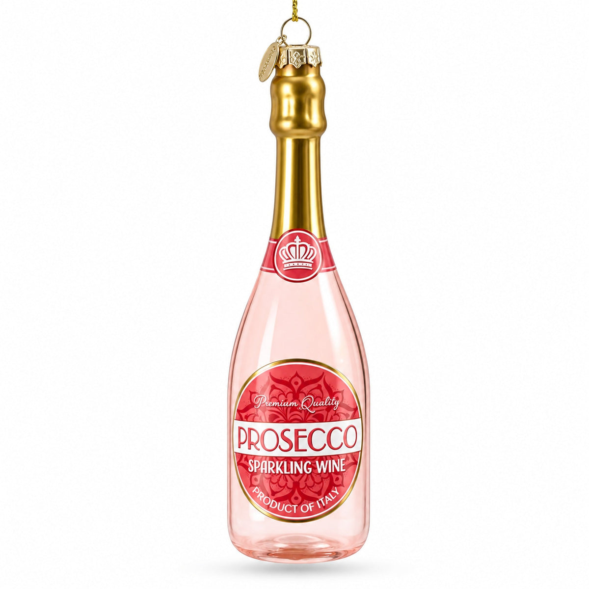 Sparkling Prosecco Bottle Glass Christmas Ornament
