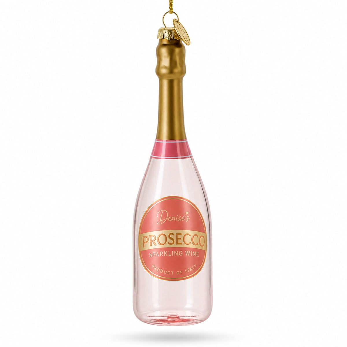 Sparkling Prosecco Bottle Glass Christmas Ornament
