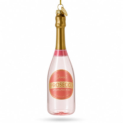 Sparkling Prosecco Bottle Glass Christmas Ornament