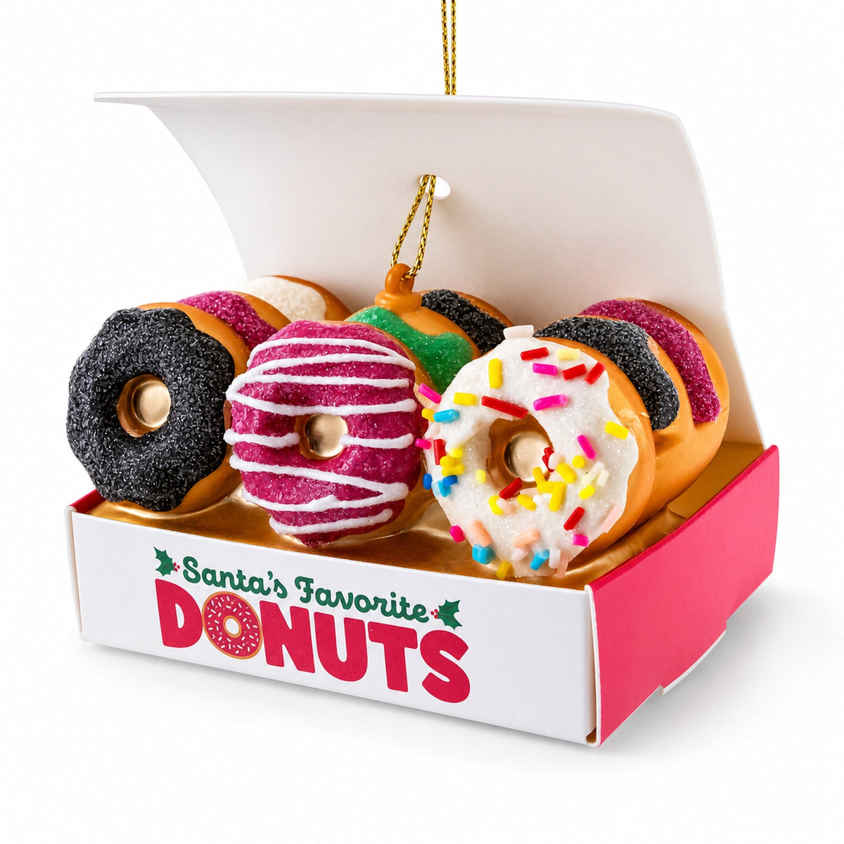 Santa’s Favorite Donuts Box Glass Christmas Ornament