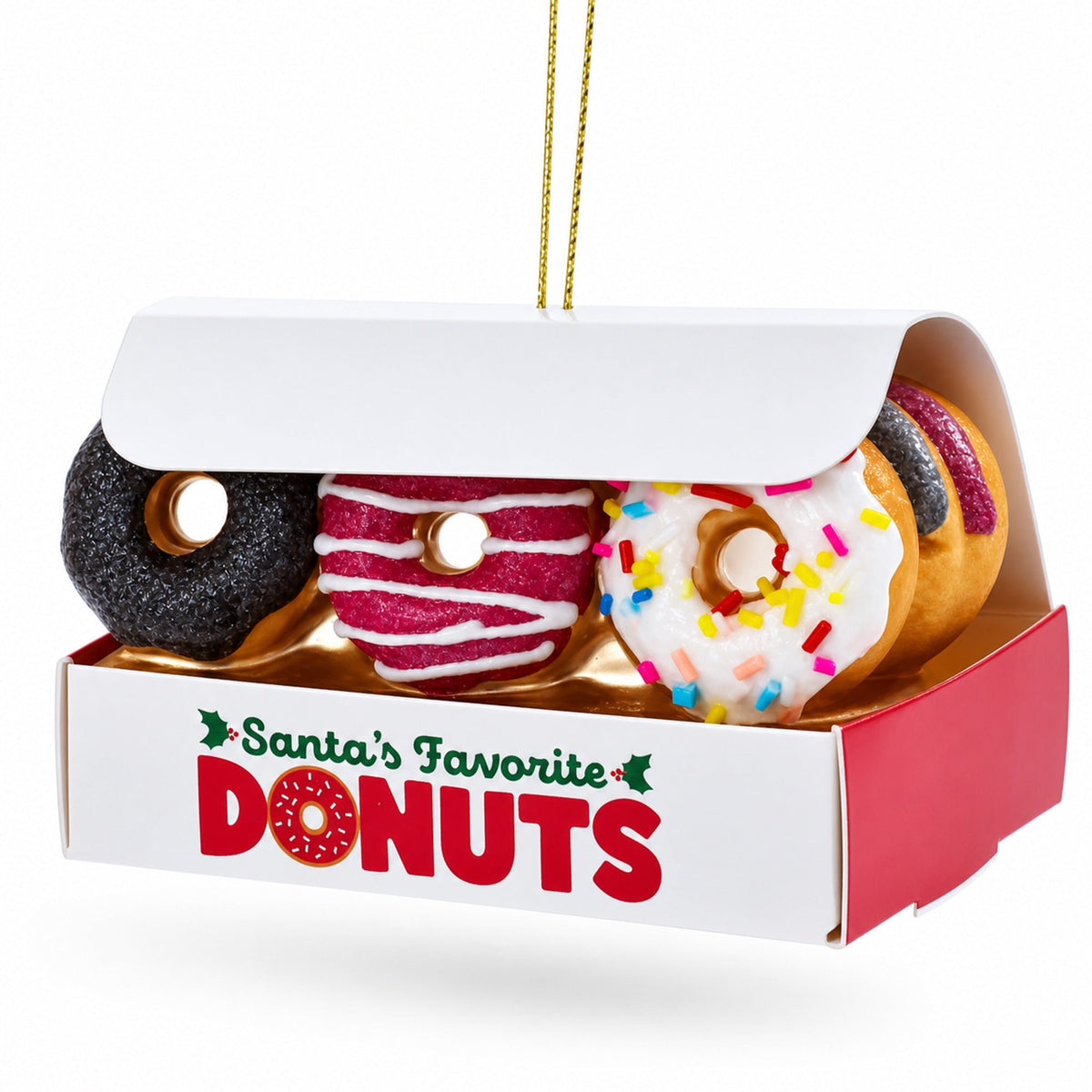 Santa’s Favorite Donuts Box Glass Christmas Ornament