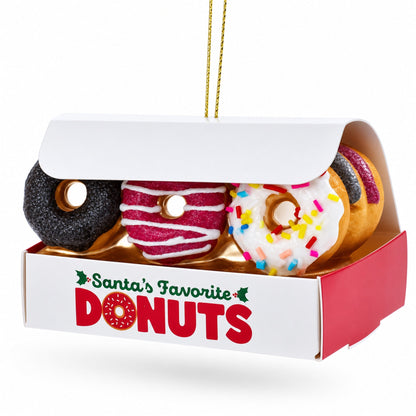 Santa’s Favorite Donuts Box Glass Christmas Ornament