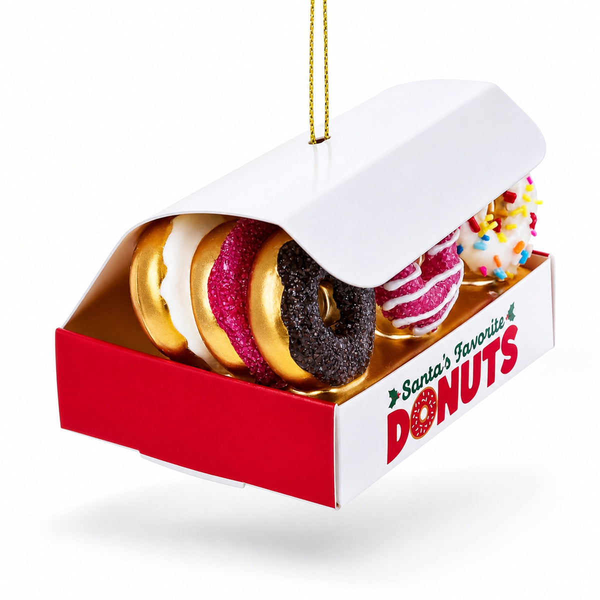 Santa’s Favorite Donuts Box Glass Christmas Ornament