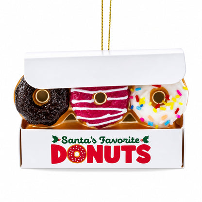 Santa’s Favorite Donuts Box Glass Christmas Ornament