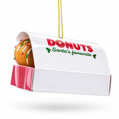 Santa’s Favorite Donuts Box Glass Christmas Ornament