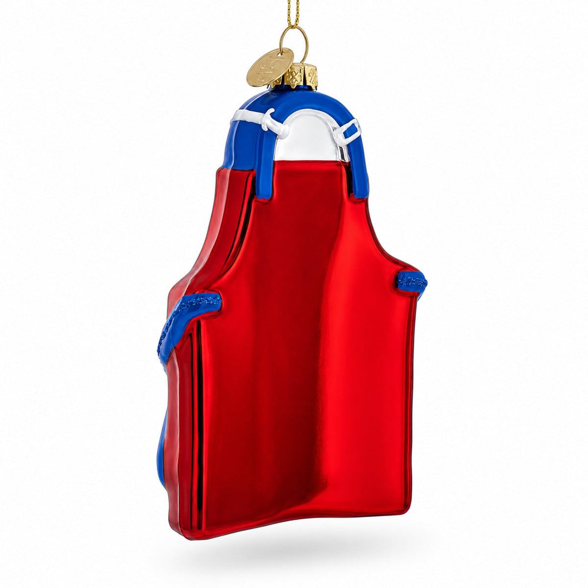 BBQ King of the Grill Apron Glass Christmas Ornament