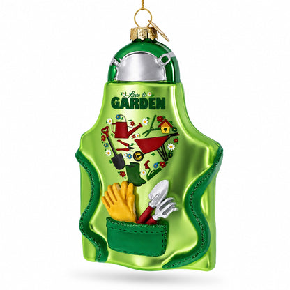 Gardener Apron with Tools Glass Christmas Ornament