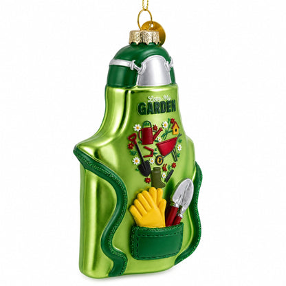 Gardener Apron with Tools Glass Christmas Ornament