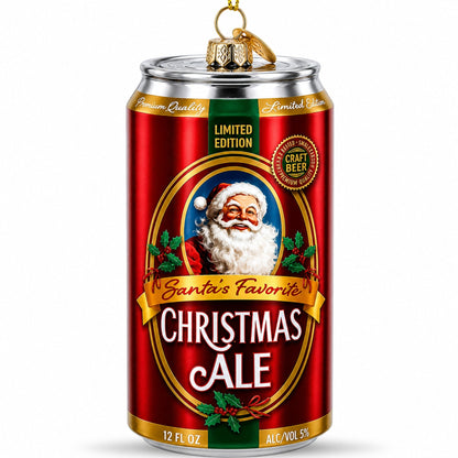 Santa’s Christmas Ale Beer Can Glass Christmas Ornament
