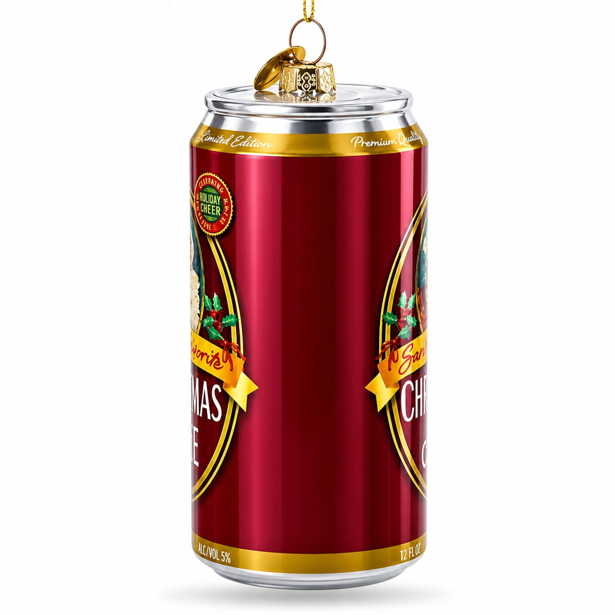 Santa’s Christmas Ale Beer Can Glass Christmas Ornament