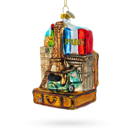 Paris Eiffel Tower Travel Keepsake Glass Christmas Ornament