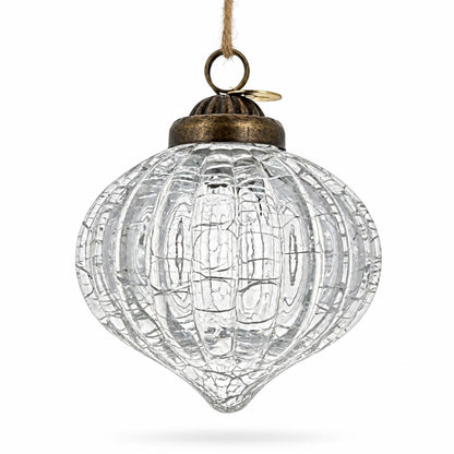 Clear Ribbed Glass Vintage Onion Christmas Ornament