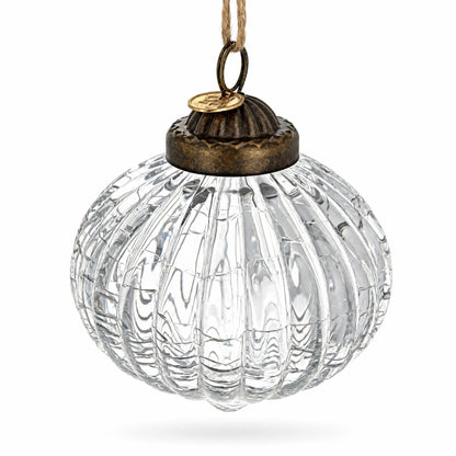 Clear Ribbed Glass Vintage Onion Christmas Ornament