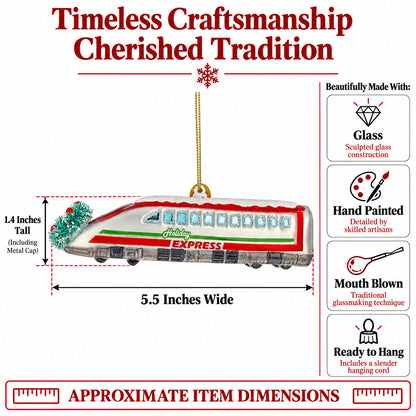 Bullet Train Express Glass Christmas Ornament