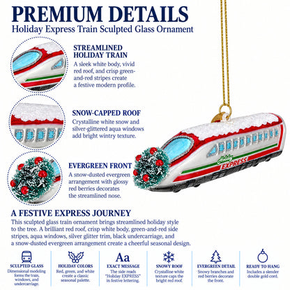 Bullet Train Express Glass Christmas Ornament