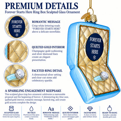 Proposal Wedding Engagement Ring Box Glass Christmas Ornament