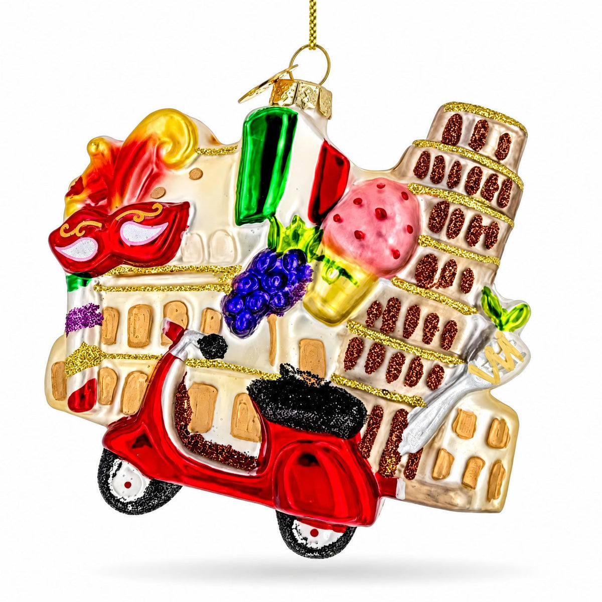 Italy Landmarks Travel Souvenir Glass Christmas Ornament