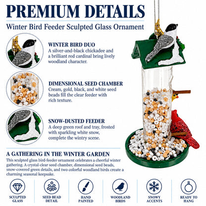 Wild Bird Seed Tube Feeder Clear Glass Christmas Ornament