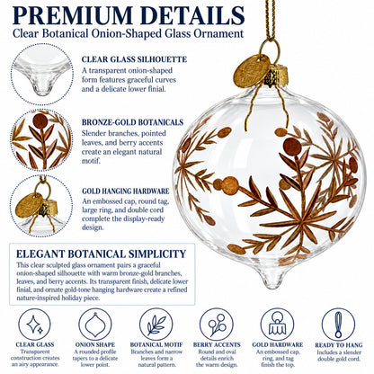 Clear Glass Onion With Gold Floral Design Christmas Ornament