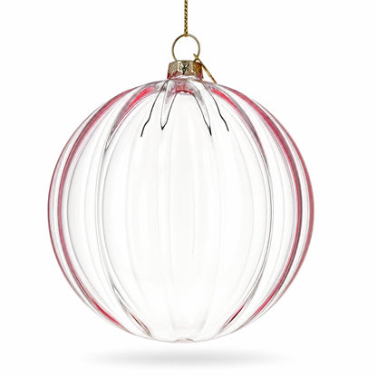 Light Pink Ribbed Glass Ball Christmas Ornament