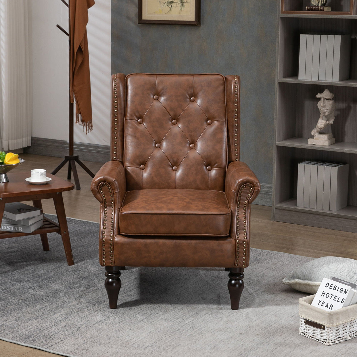 Modern Accent Armchair With Sturdy Wood Legs