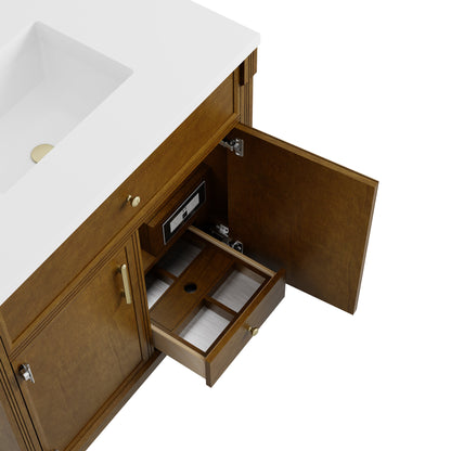 James Martin Bellshire 96" Single Bathroom Vanity, Honey Oak