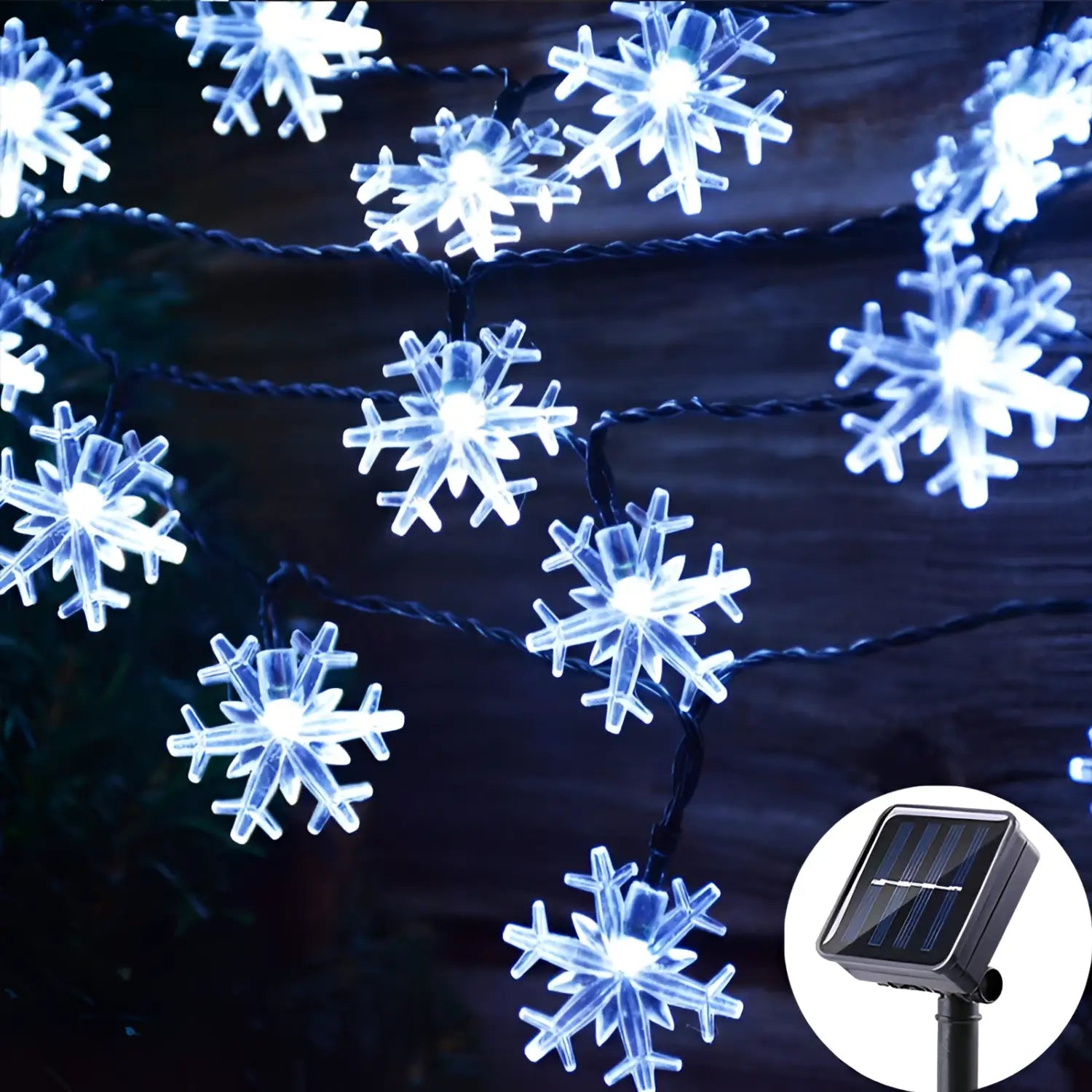 Decorative Snowflake Solar String Lights for Yard and Christmas