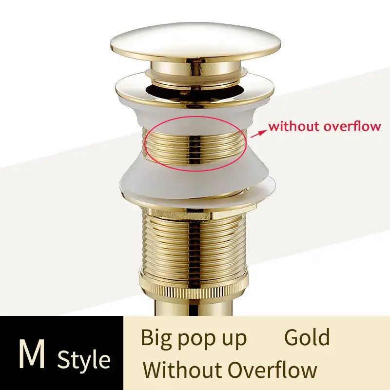 Decorative tree motif gold brass pop up drain bathroom sink