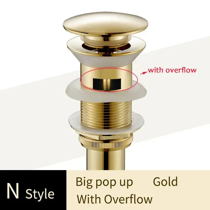 Decorative tree motif gold brass pop up drain bathroom sink