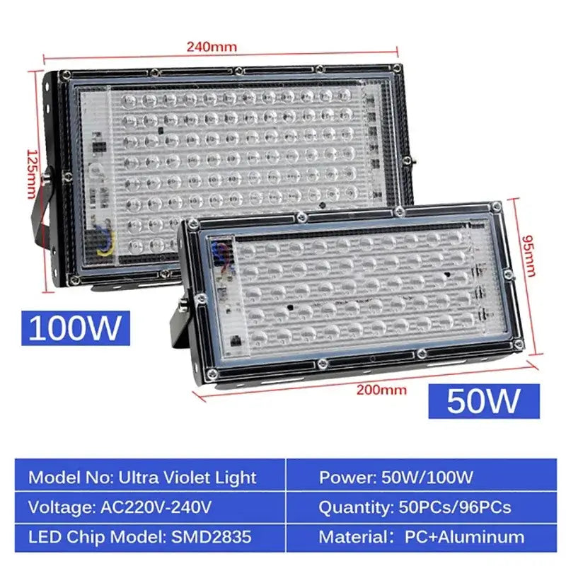 100w led uv blacklight panel for party room bright blue led