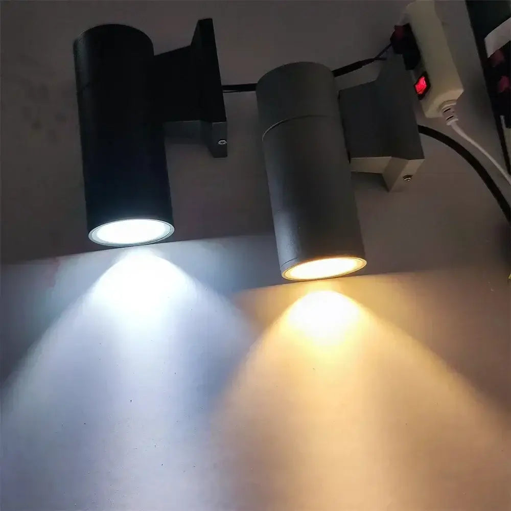 Modern black cylindrical 10w light wall outdoor porch spotlight