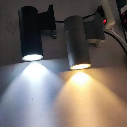 Modern black cylindrical 10w light wall outdoor porch spotlight