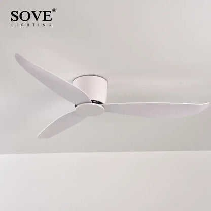 Modern white dc ceiling fan with remote control bedroom light wood