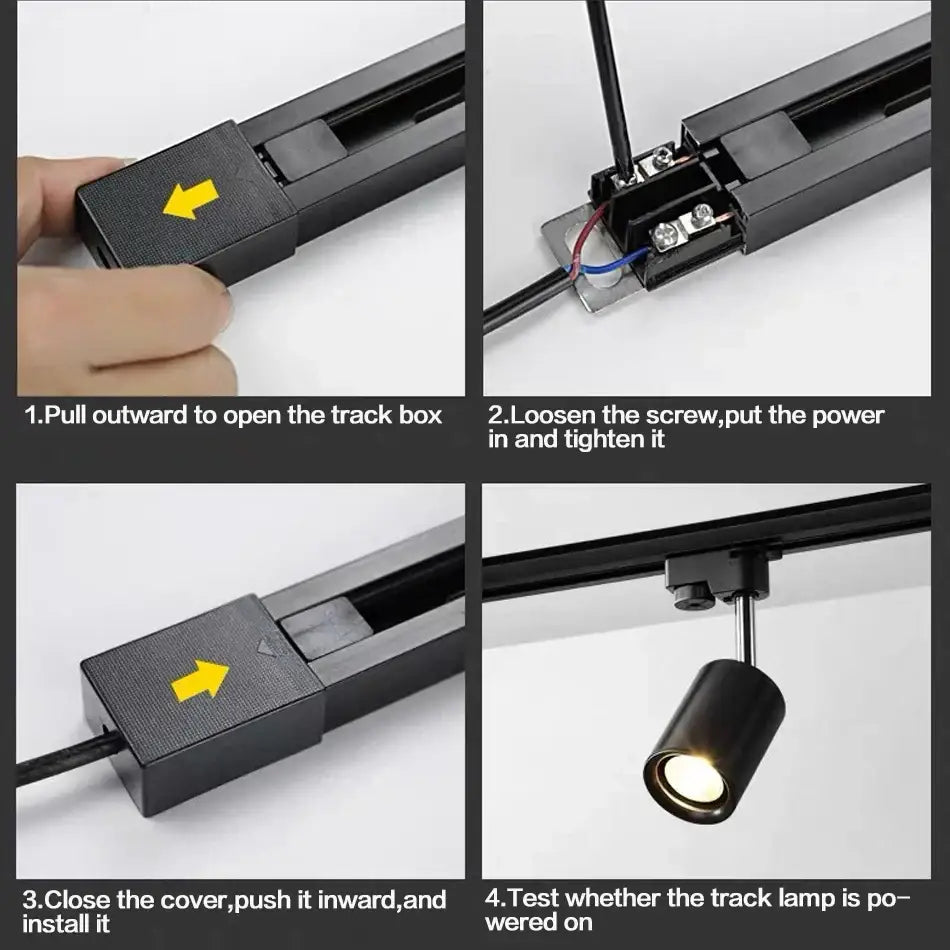 Modern black & white aluminum track rail spotlight fitting kitchen