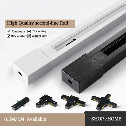 Modern black & white aluminum track rail spotlight fitting kitchen