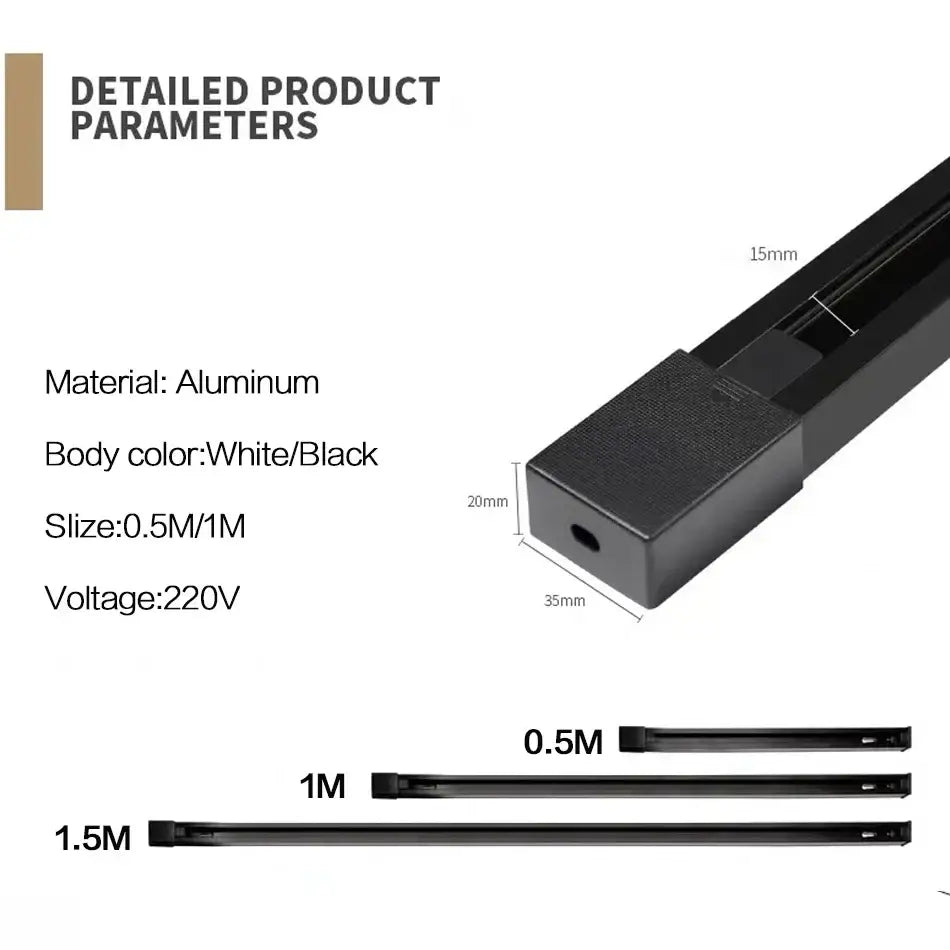 Modern black & white aluminum track rail spotlight fitting kitchen