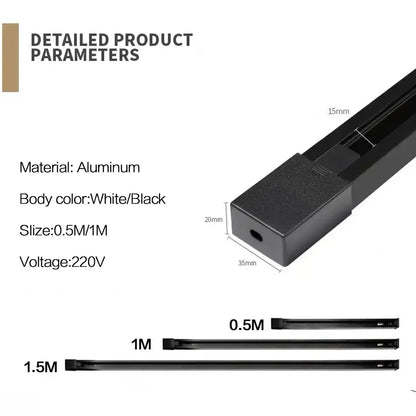 Modern black & white aluminum track rail spotlight fitting kitchen