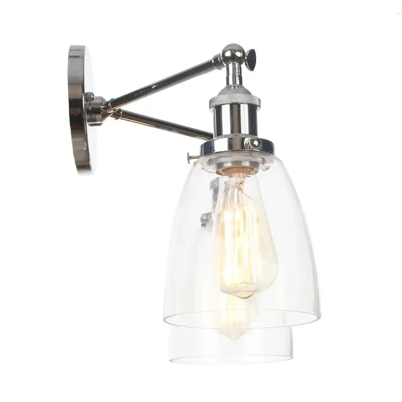 Modern chrome double glass led wall lamps bedroom sconce light fixtures