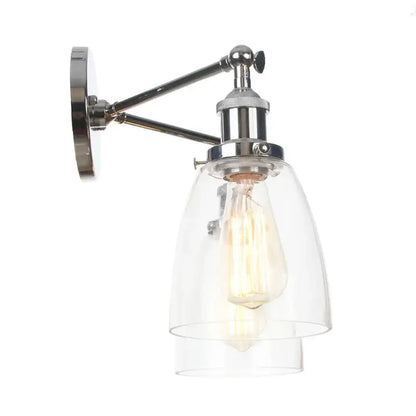 Modern chrome double glass led wall lamps bedroom sconce light fixtures