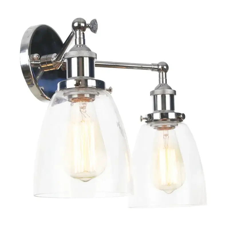 Modern chrome double glass led wall lamps bedroom sconce light fixtures