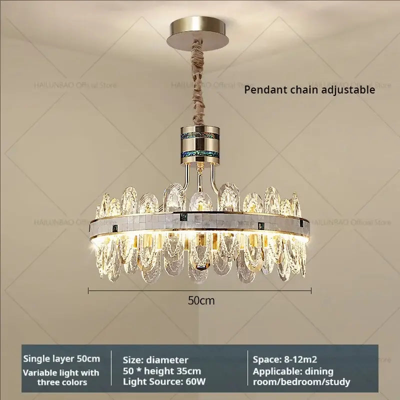 Luxury clear & green villa crystal chandelier for living room