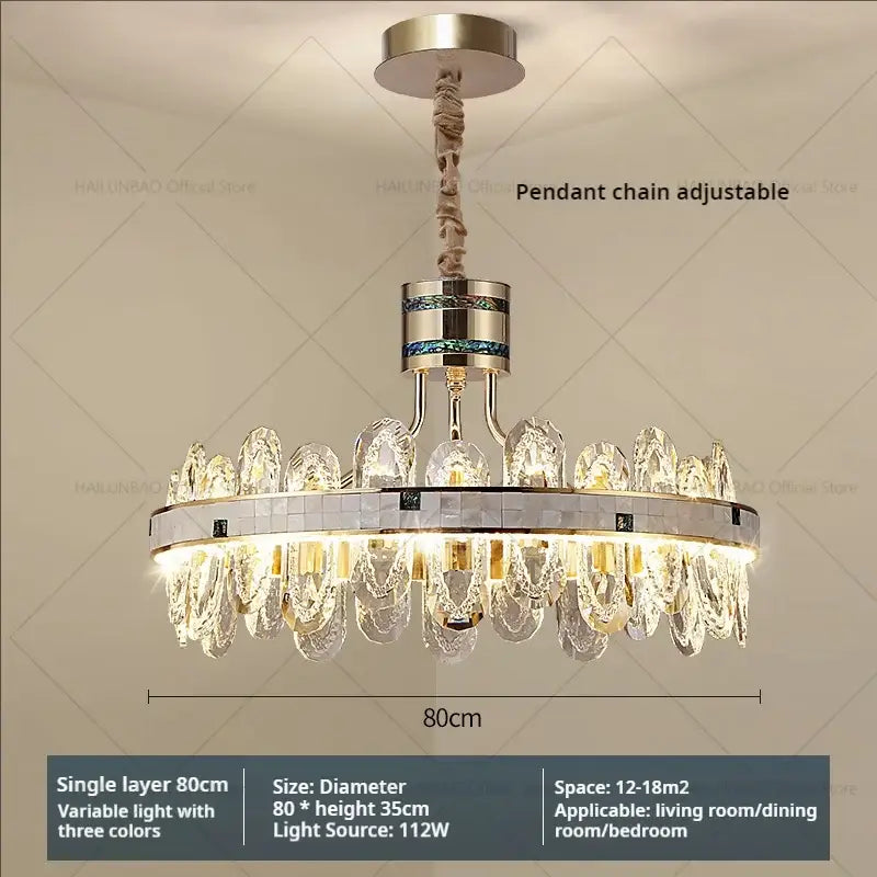 Luxury clear & green villa crystal chandelier for living room