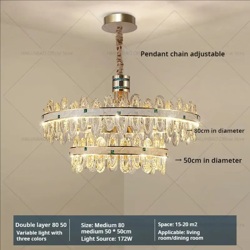 Luxury clear & green villa crystal chandelier for living room