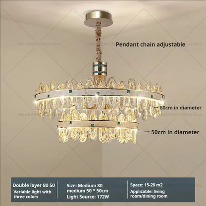 Luxury clear & green villa crystal chandelier for living room