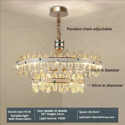 Luxury clear & green villa crystal chandelier for living room
